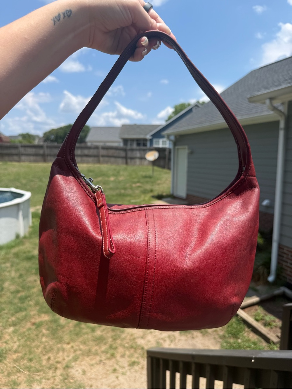 Coach Red Leather Shoulder Bag